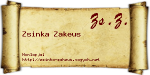 Zsinka Zakeus névjegykártya
